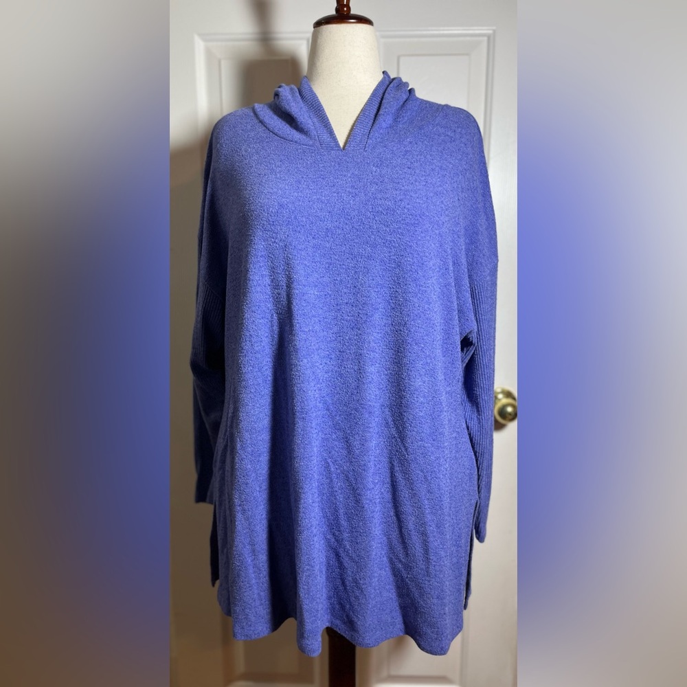 Lane Bryant Heathered Purple Hooded Sweater